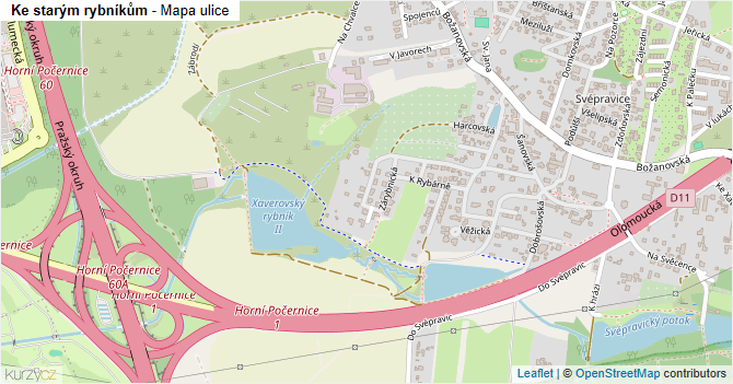 Ke starým rybníkům - mapa ulice