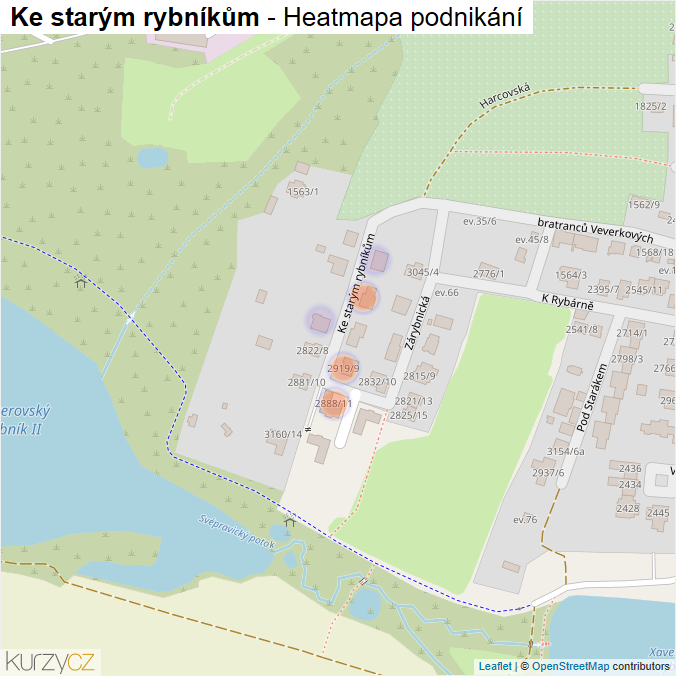 Mapa Ke starým rybníkům - Firmy v ulici.