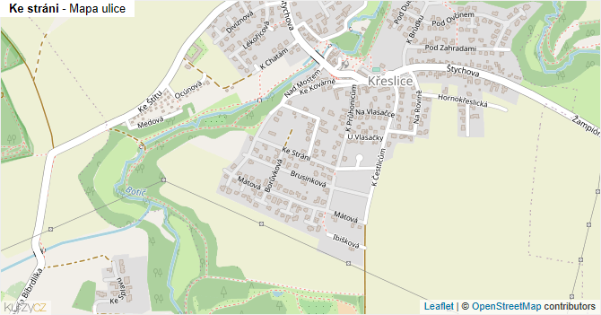 Ke stráni - mapa ulice