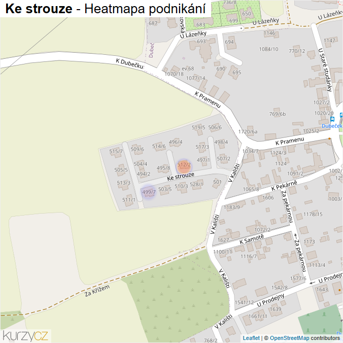 Mapa Ke strouze - Firmy v ulici.