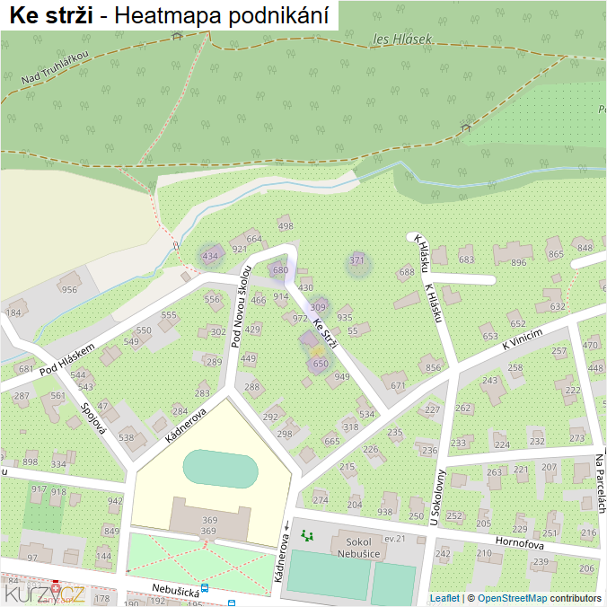 Mapa Ke strži - Firmy v ulici.