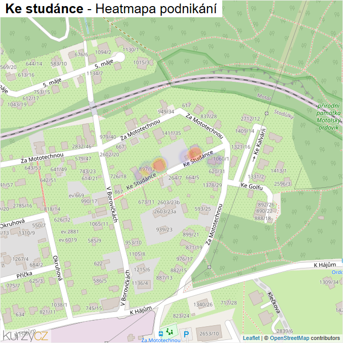 Mapa Ke studánce - Firmy v ulici.