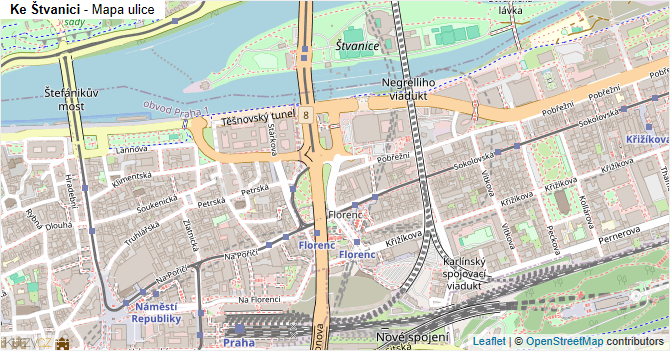 Ke Štvanici - mapa ulice
