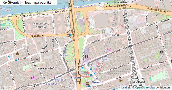 Ke Štvanici - mapa podnikání