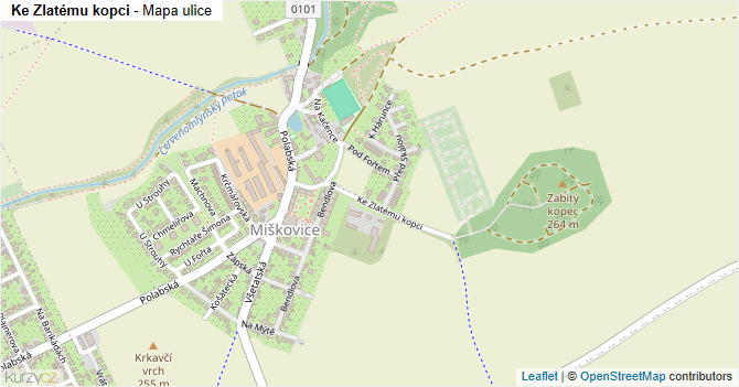 Ke Zlatému kopci - mapa ulice