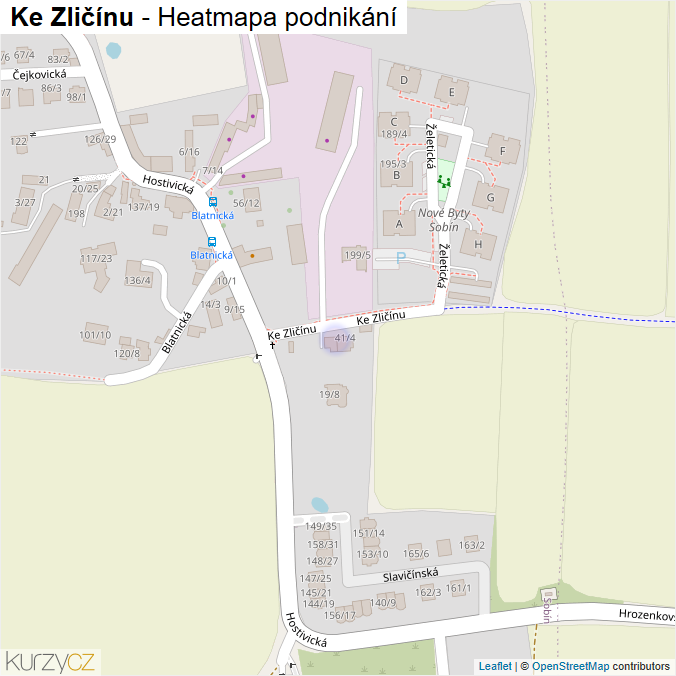 Mapa Ke Zličínu - Firmy v ulici.