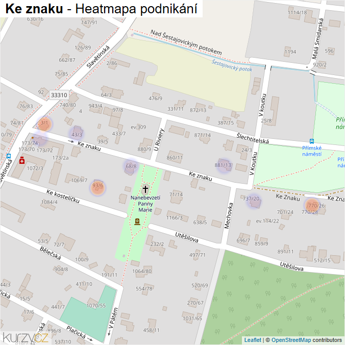 Mapa Ke znaku - Firmy v ulici.