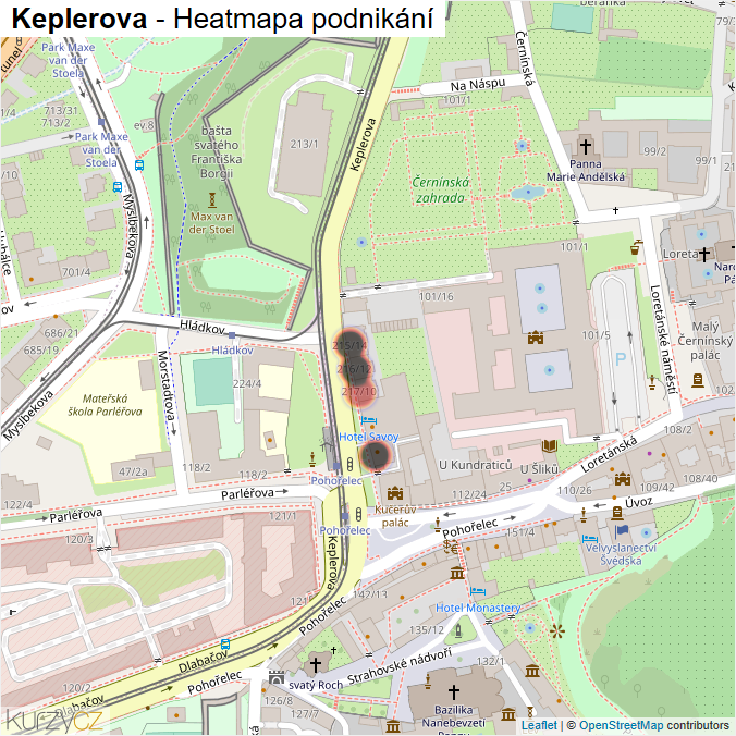 Mapa Keplerova - Firmy v ulici.