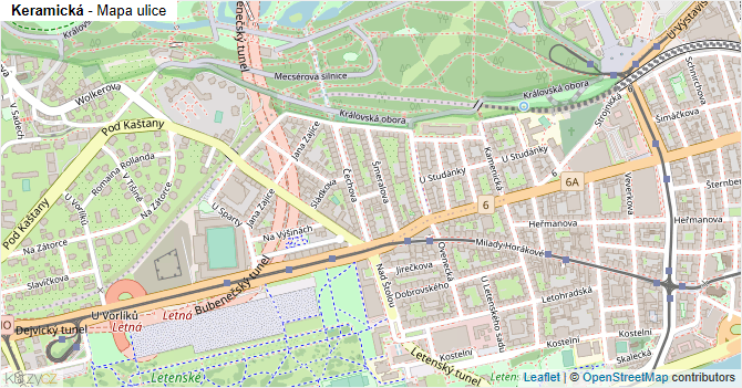Keramická - mapa ulice