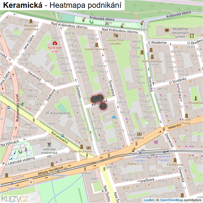 Mapa Keramická - Firmy v ulici.