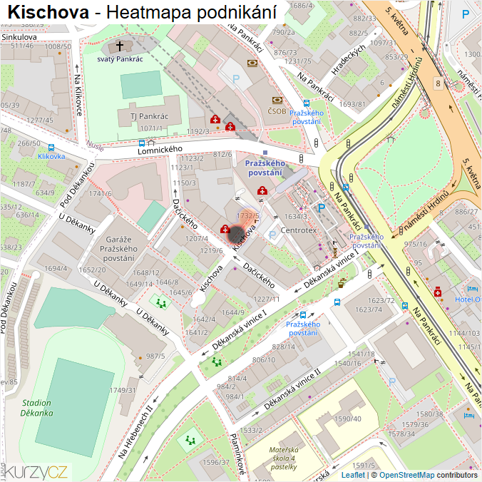 Mapa Kischova - Firmy v ulici.