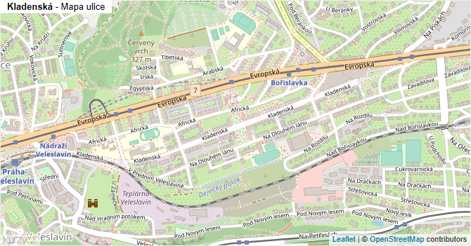 Kladenská - mapa ulice