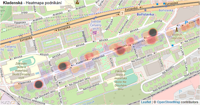Kladenská - mapa podnikání