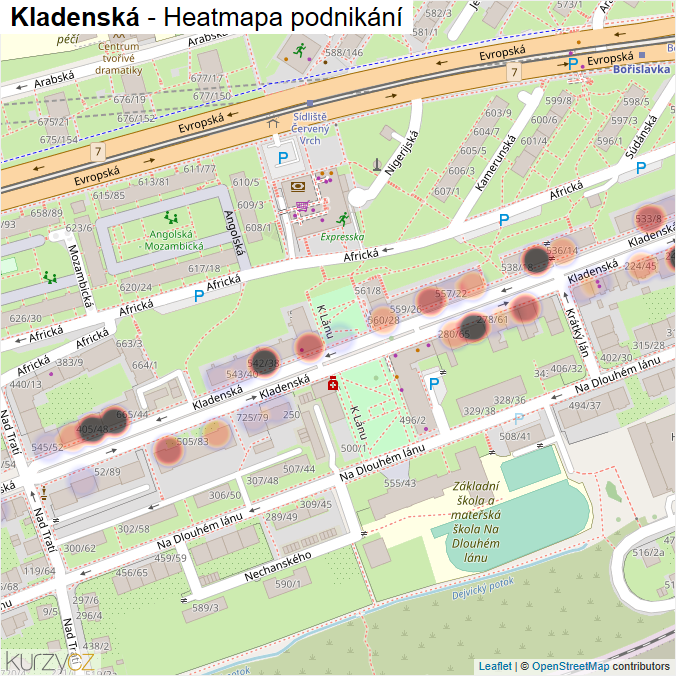 Mapa Kladenská - Firmy v ulici.