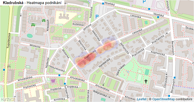 Kladrubská - mapa podnikání