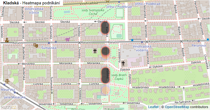 Kladská - mapa podnikání