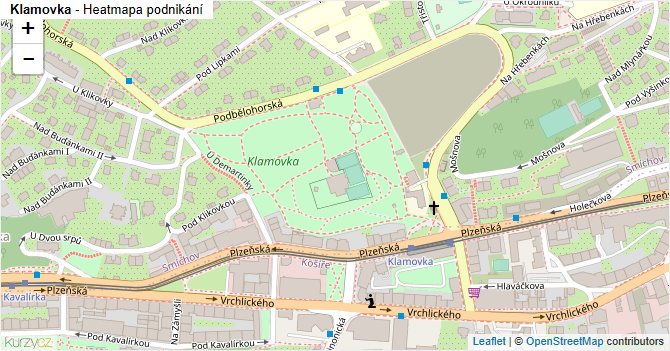 Klamovka - mapa podnikání