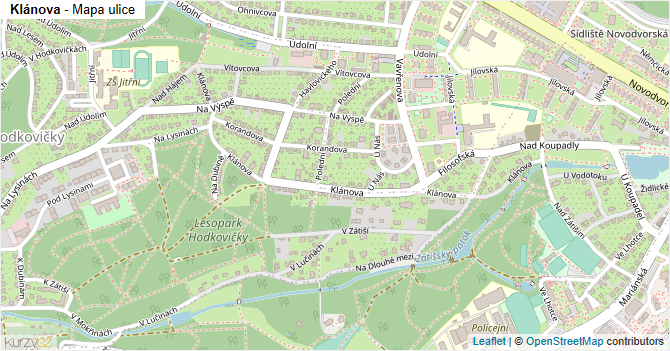 Klánova - mapa ulice