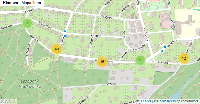 Klánova - mapa firem