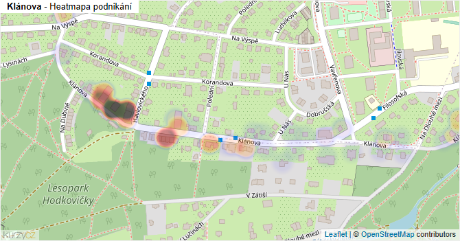 Klánova - mapa podnikání