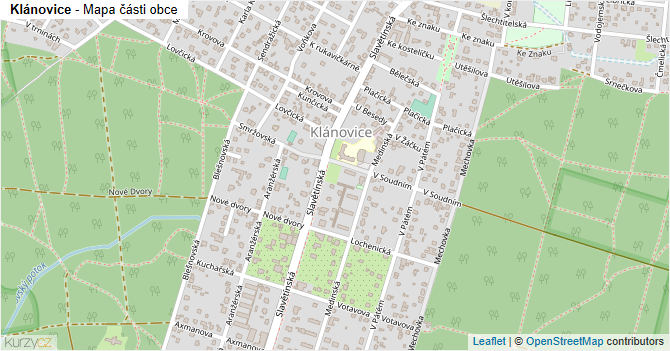 Klánovice - mapa části obce
