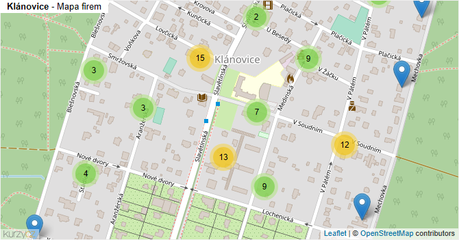 Klánovice - mapa firem