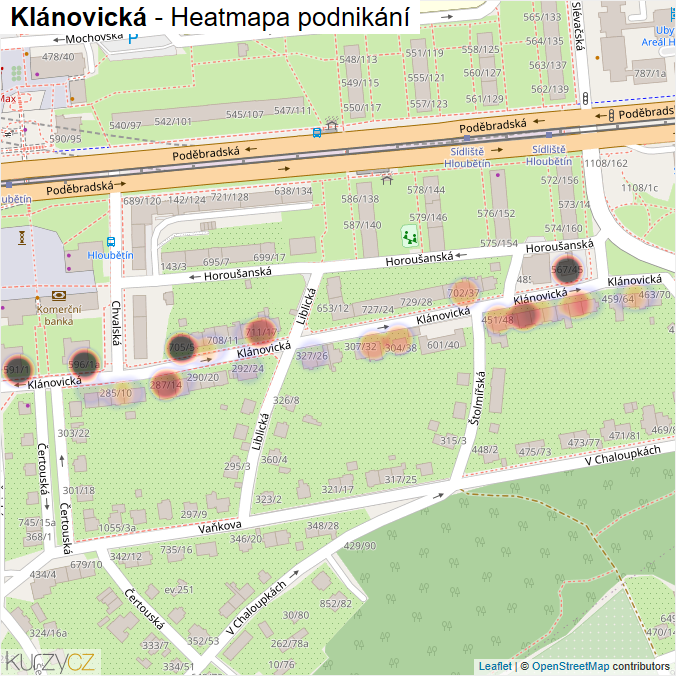 Mapa Klánovická - Firmy v ulici.