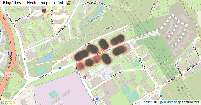 Klapálkova - mapa podnikání