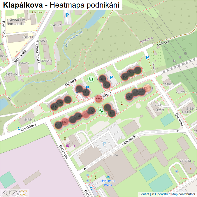 Mapa Klapálkova - Firmy v ulici.