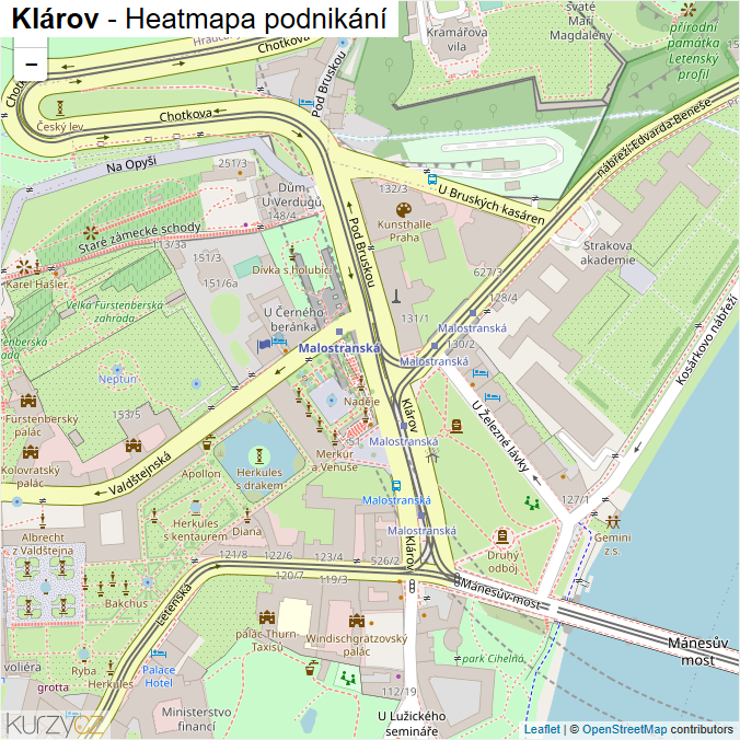 Mapa Klárov - Firmy v ulici.