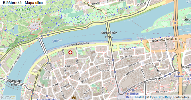 Klášterská - mapa ulice
