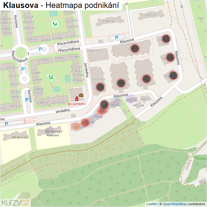 Mapa Klausova - Firmy v ulici.
