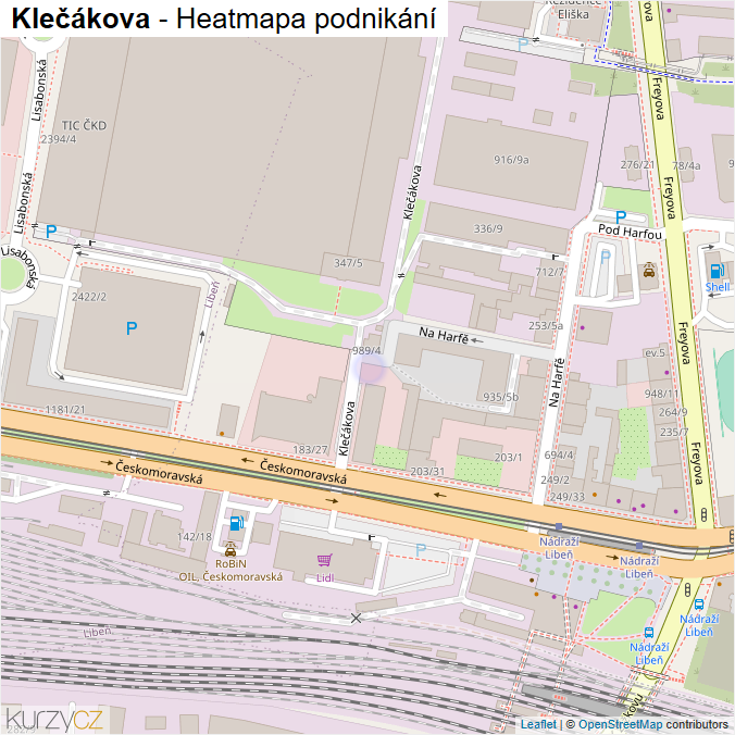 Mapa Klečákova - Firmy v ulici.