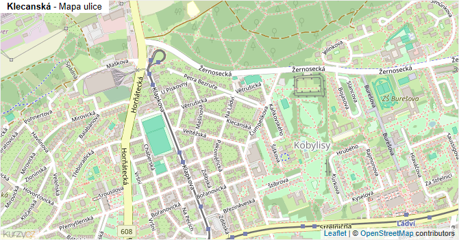 Klecanská - mapa ulice