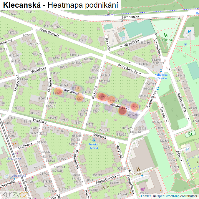 Mapa Klecanská - Firmy v ulici.