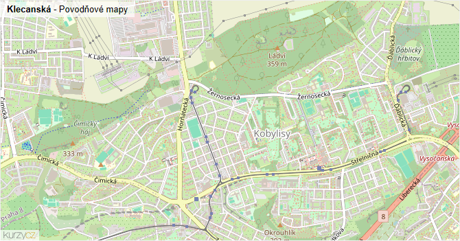 Klecanská - záplavové mapy stoleté vody