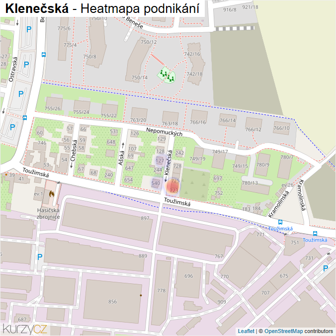 Mapa Klenečská - Firmy v ulici.
