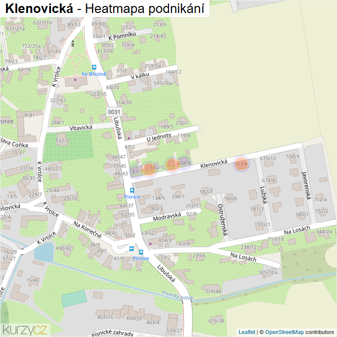 Mapa Klenovická - Firmy v ulici.