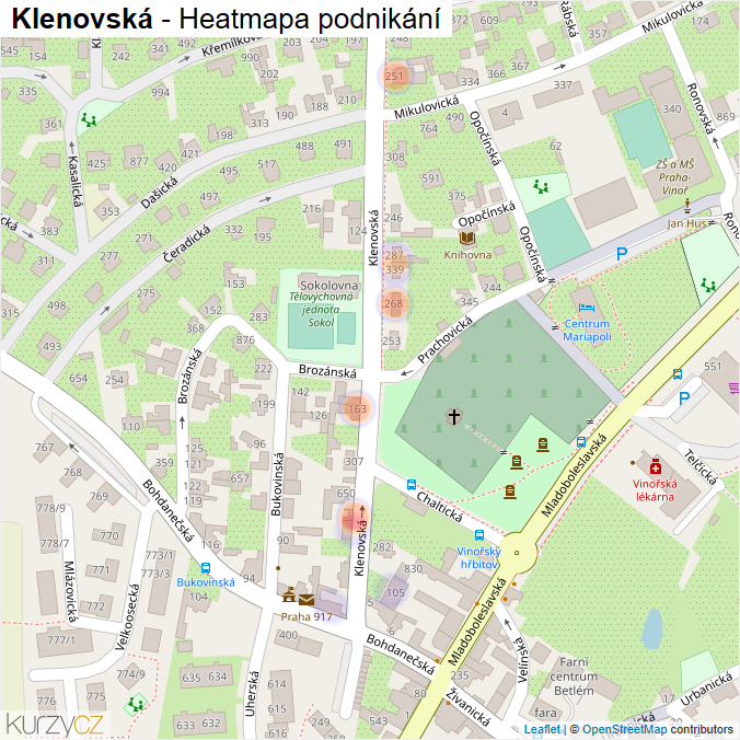 Mapa Klenovská - Firmy v ulici.
