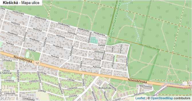 Klešická - mapa ulice
