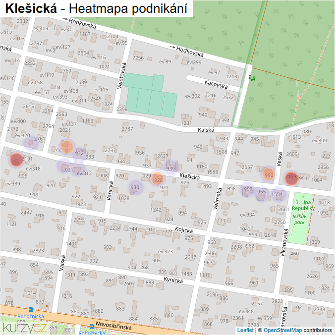 Mapa Klešická - Firmy v ulici.