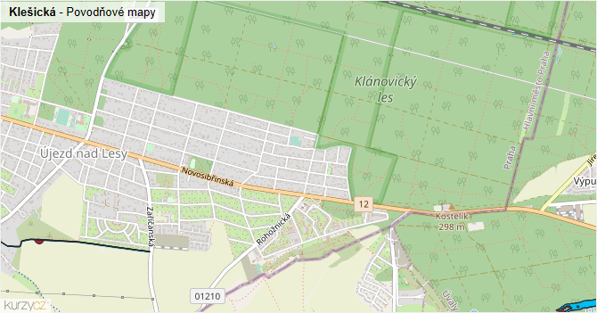 Klešická - záplavové mapy stoleté vody