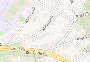 Klíčanská v obci Praha - mapa ulice