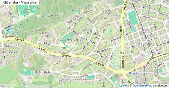 Klíčanská - mapa ulice
