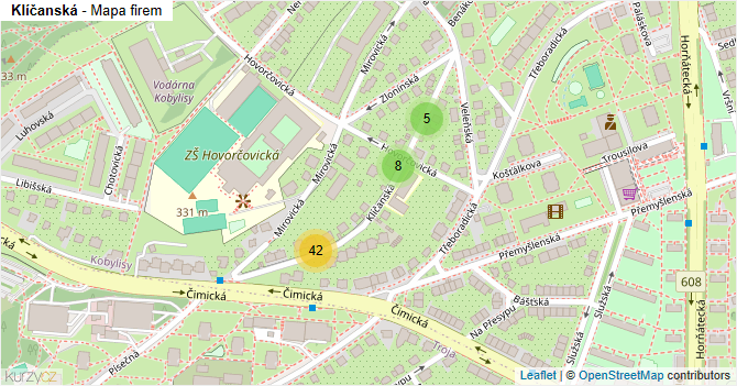 Klíčanská - mapa firem