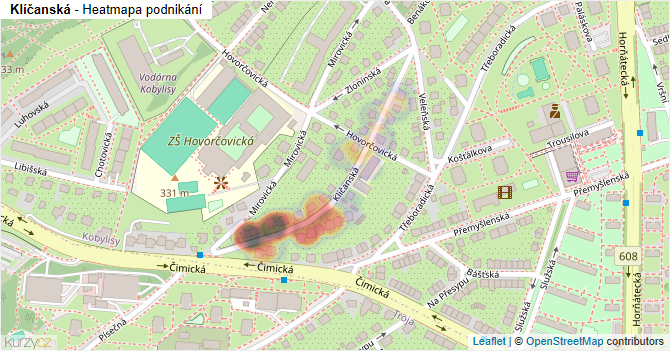 Klíčanská - mapa podnikání