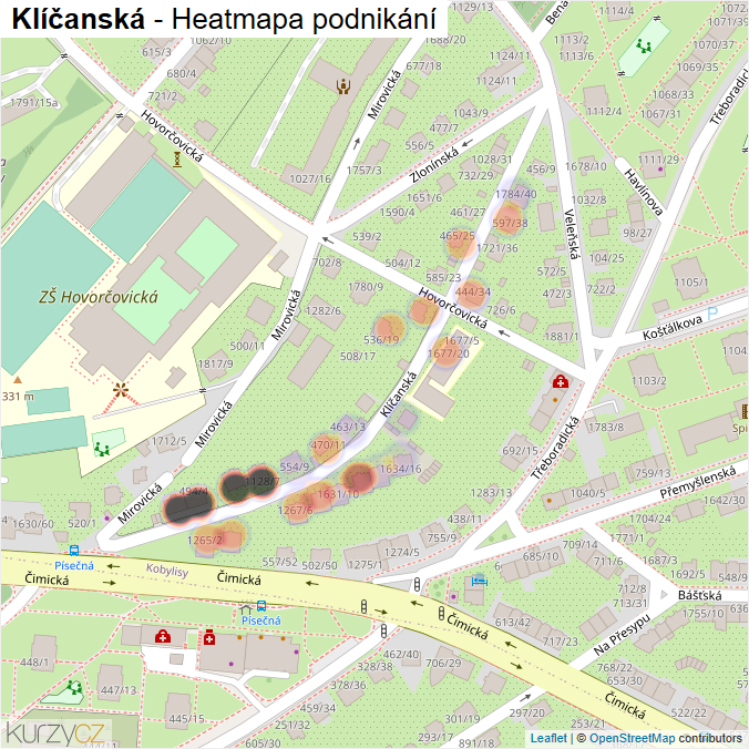 Mapa Klíčanská - Firmy v ulici.