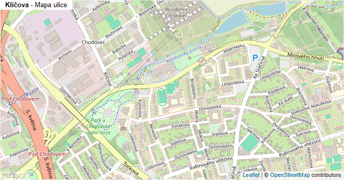 Klíčova - mapa ulice