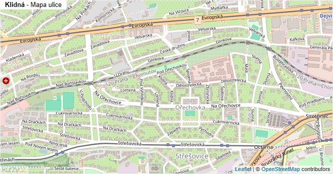 Klidná - mapa ulice