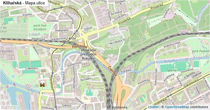 Klihařská - mapa ulice